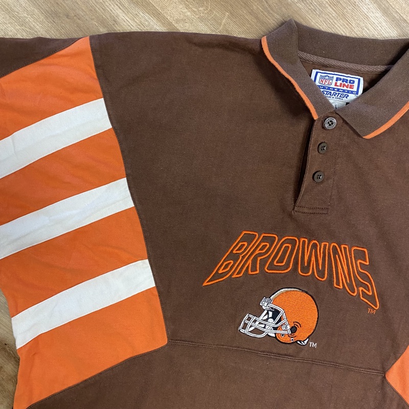 CLEVELAND BROWNS VINTAGE 90s STARTER NFL FOOTBALL POLO TSHIRT XXL