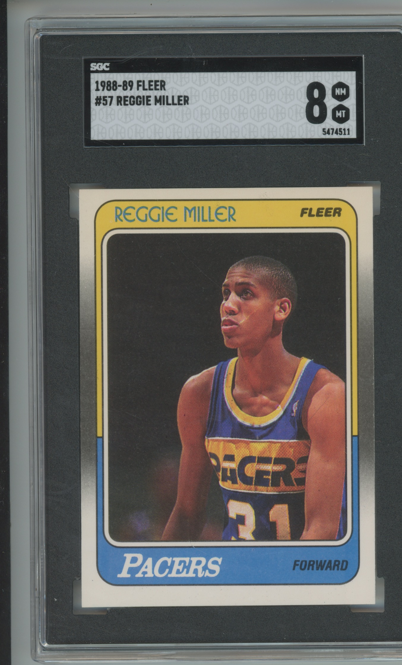 1988-89 FLEER BASKETBALL #57 REGGIE MILLER INDIANA PACERS NBA ROOKIE CARD  GRADED SGC 8 – The Felt Fanatic