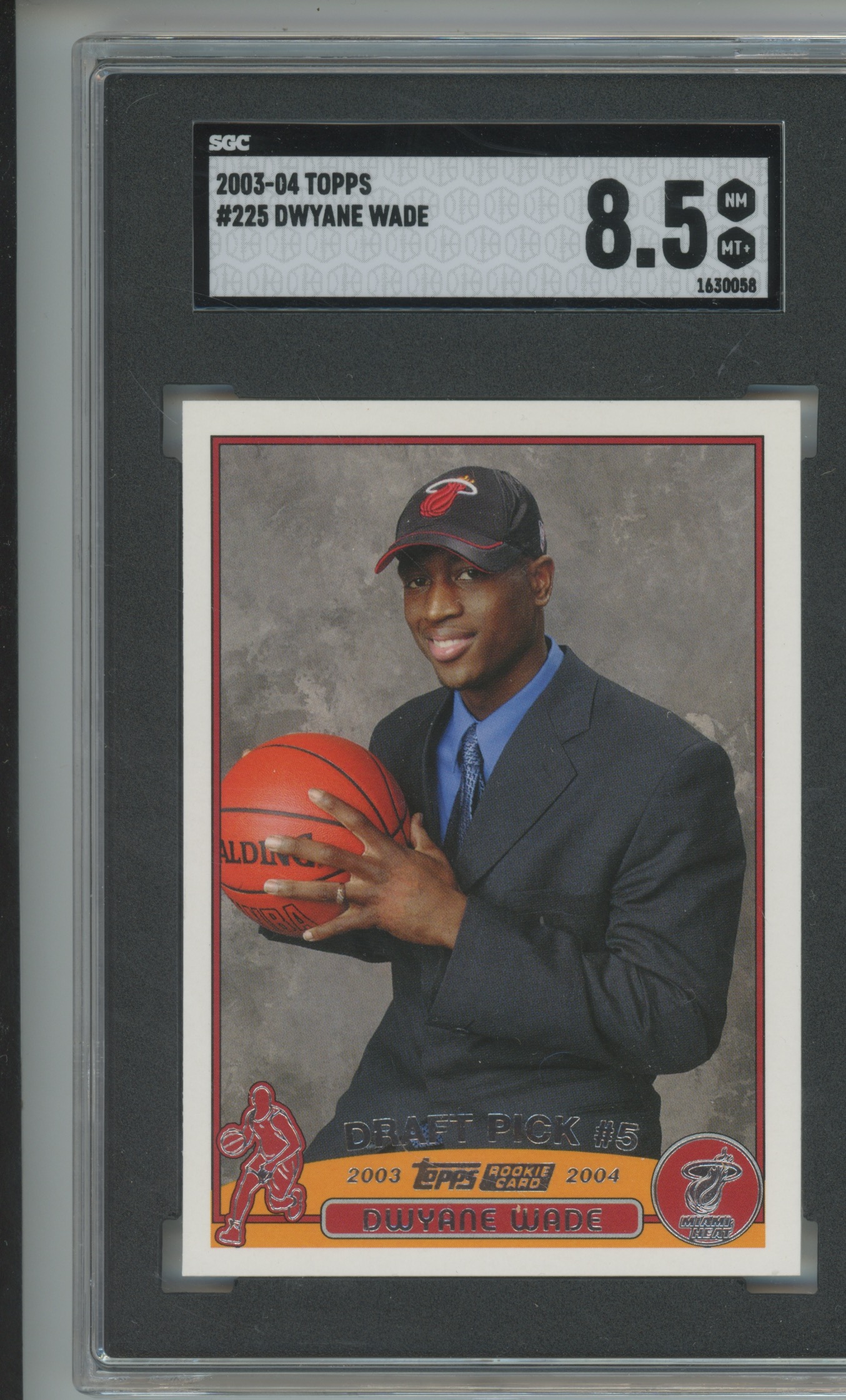2003-04 TOPPS BASKETBALL #225 DWAYNE WADE MIAMI HEAT NBA ROOKIE CARD GRADED  SGC 8.5