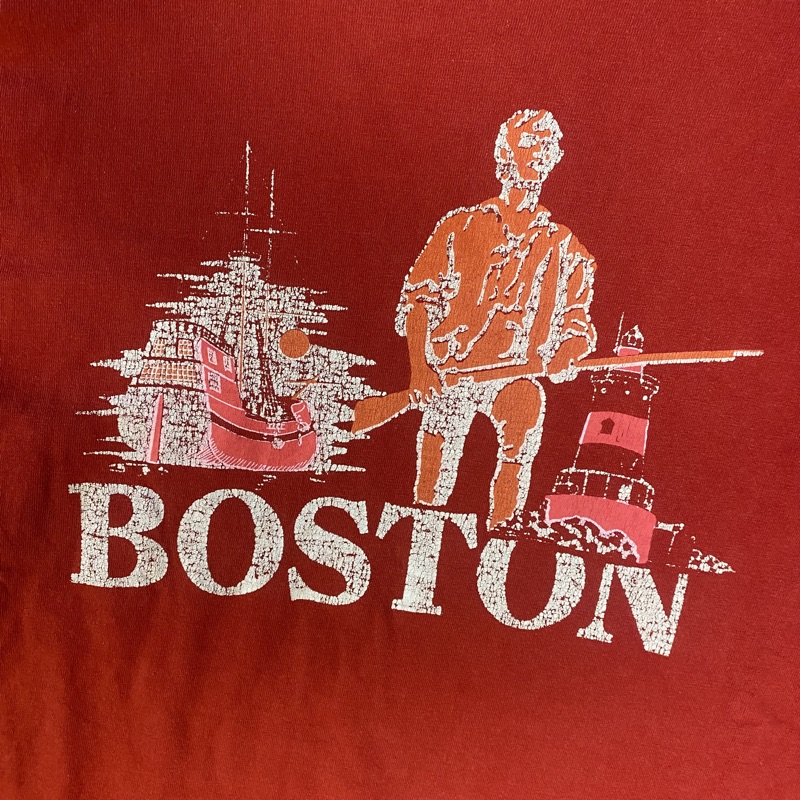 BOSTON MASSACHUSETTS VINTAGE 80s CITY LANDMARKS RED GRAPHIC TSHIRT LARGE